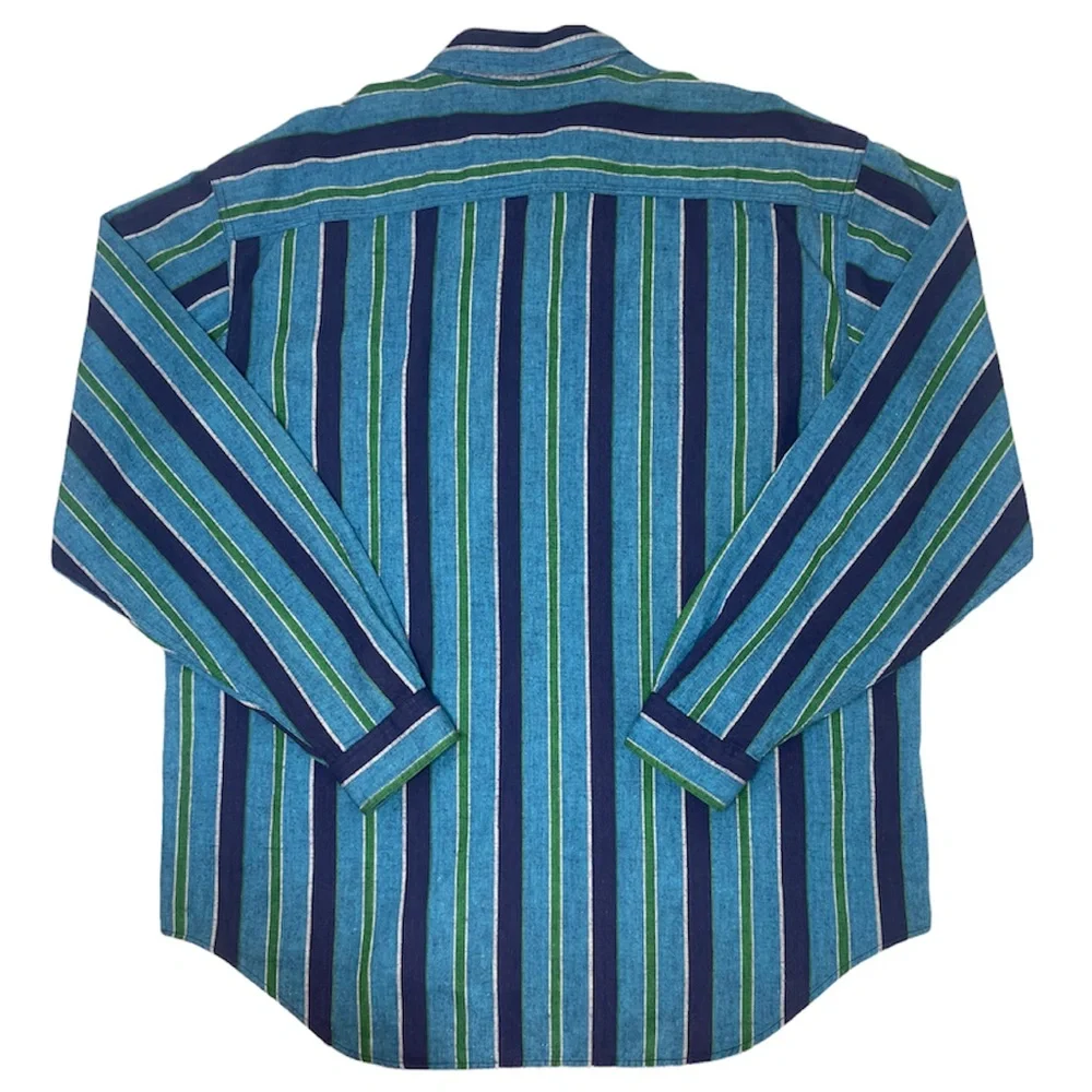 Vintage 80’s 90’s Levi’s Big E Vertical Striped Flannel Shirt Retro Streetwear